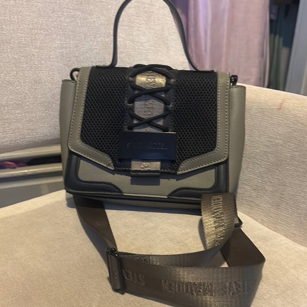 Steve Madden Black and Gray Crossbody Bag